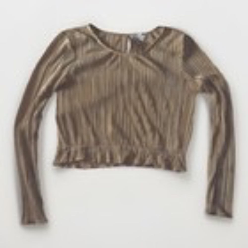 Kirious Los Angeles Women's Cropped Long Sleeve Blouse Back Hole Size L